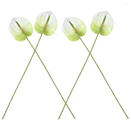 Fleurs décoratives 4 PCS Simulation de fleurs artificielles Anthurium Andraeanum Lind Bride Fake Lily Injection Moulage Home Adorn