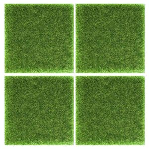 Fleurs décoratives 4 pièces gazon artificiel extérieur aménagement paysager accessoire 15x15cm faux gazon vert plastique tapis de pelouse