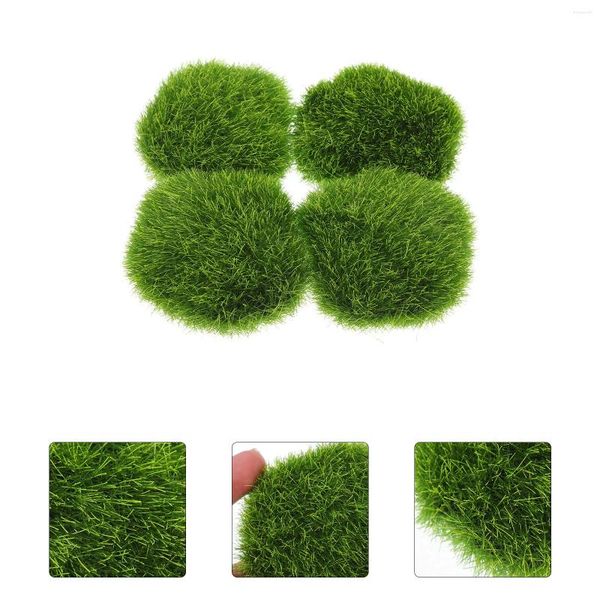 Fleurs décoratives 4 pcs Ornement de mousse artificielle faux pour plantes récipient extérieur artisans verts boules en mousse en pot rochers intérieurs faux