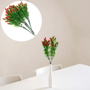 Flores decorativas 4 PCS Pepper artificial Peppermint Planta Simulación de plástico Bouquet Decorar