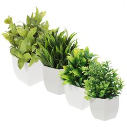 Fleurs décoratives 4 Pcs Artificielle En Pot Faux Plantes Intérieur Bureau Faux Bonsaï Table Décor En Plastique Bureau Fleur