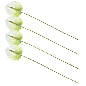 Fleurs décoratives 4 PCS Simulation artificielle Anthurium Andraeanum Lind Bride Home Decor Arrangement Homeding Injection Moulage branche