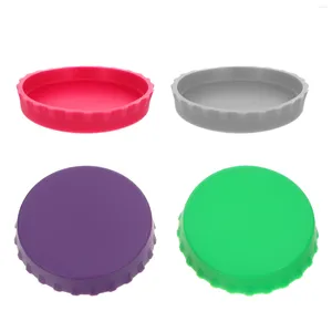 Fleurs décoratives 4 PCS peuvent sceller le couvercle de couvercle de fuite de fuite de fuite de fuite de nourriture pour animaux de compagnie Caps de boisson Silice Protégeurs de gel réutilisables Paies de bière