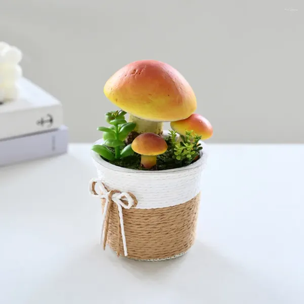 Fleurs décoratives 4 pcs décor faux ornements artificiels champignons en pot artificiels de petites plantes fausses figurines champignons