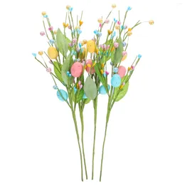 Fleurs décoratives, 4 pièces, boutures d'œufs de pâques, décoration de fête, branche de Simulation, guirlande de fleurs, accessoire d'arbre pour l'arrangement des œufs
