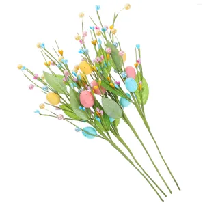 Fleurs décoratives, 4 pièces, boutures d'œufs de pâques, décorations rustiques, Bouquet d'œufs artificiels, guirlande de campagne, Branches en fil de fer