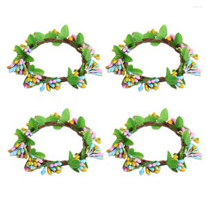 Flores decorativas 4 PCS Simulación de anillo de Pascua decoraciones de verano Decoraciones de verano en el hogar Ears Fiesta Corbe Craft Paper