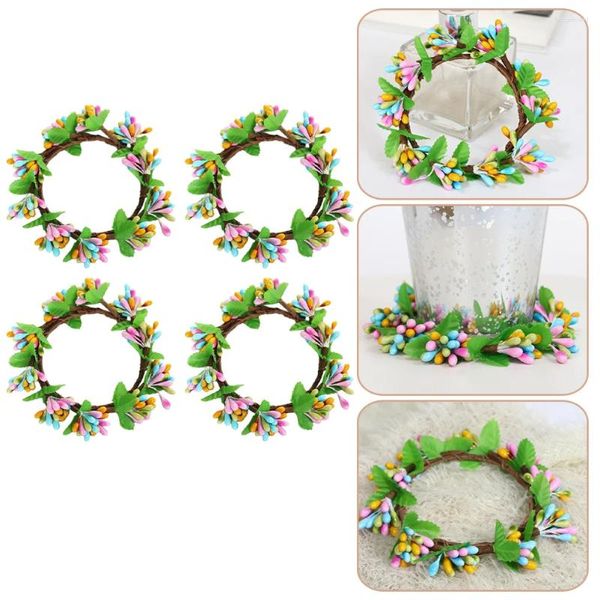 Fleurs décoratives 4 pcs Pâques anneau simulation couronne de printemps décor de printemp