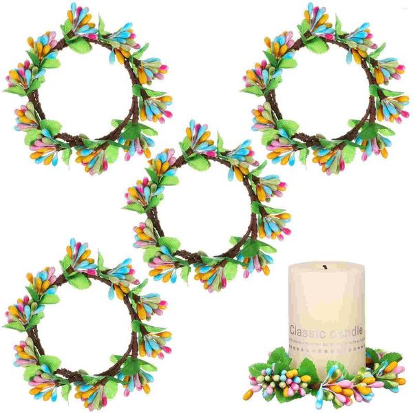 Fleurs décoratives 4 pièces anneau de pâques Simulation couronne de feuilles feuilles vertes artificielles décor Festival artisanat papier fête plantes d'intérieur
