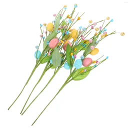 Decoratieve bloemen 4 stuks ei paasstekken eieren slinger takken kunstboeket bessenboom