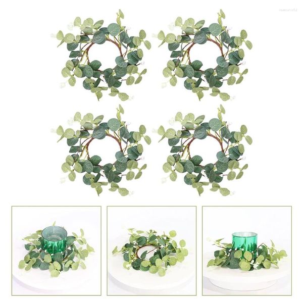 Fleurs décoratives 4 PCS Eucalyptus Couronne de commandes de mariage Tables de décoration