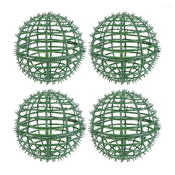 Fleurs décoratives 4 pcs arrangement de fleurs verts Garland décor de décoration œuf d'oeuf en cage à billes porte-ballon de balle artificielle en plastique artificiel