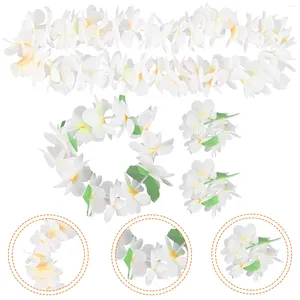 Guirlandes de fleurs décoratives, 4 pièces, couronne florale artificielle, ensemble de quatre pièces, couvre-chef hawaïen blanc