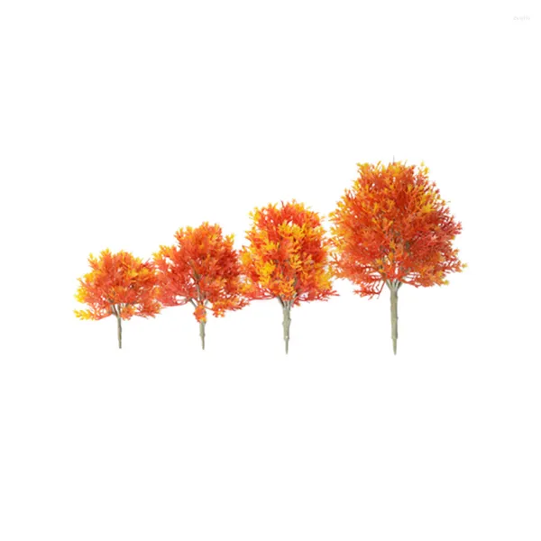 Flores decorativas 4 piezas Jardín Plástico Arce Modelo Diseño Accesorios Paisaje DIY Material de paisaje hecho a mano Mini árbol Naranja (19 cm 15 cm