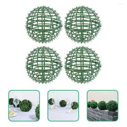 Decoratieve bloemen 4 pc's groene krans bloemen arrangementen houder nep groene ondersteuning bloemballen rack 3d orbs cirkelvormen