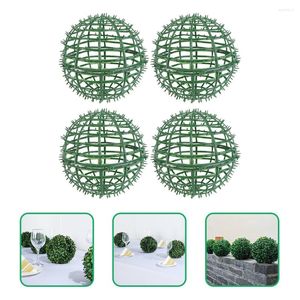 Flores decorativas, 4 Uds., soporte para arreglos florales de corona verde, soporte de vegetación falsa, estante de bolas de flores, formas circulares de orbes 3d