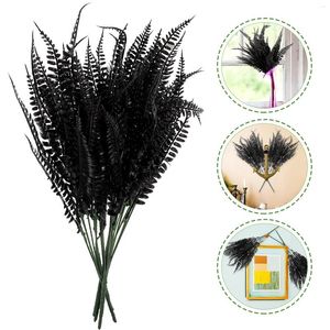 Flores decorativas 4 PCS Decoraciones de Halloween Plantas de imitación Ferns falsos hojas verdes artificiales Boda realista