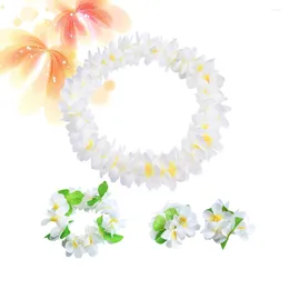 Decoratieve bloemen 4 pc's Hawaiiaans kopstuk Dikke kunstmatige bloemhoofdband ketting Bracelet Garland tropisch strand feestje fancy