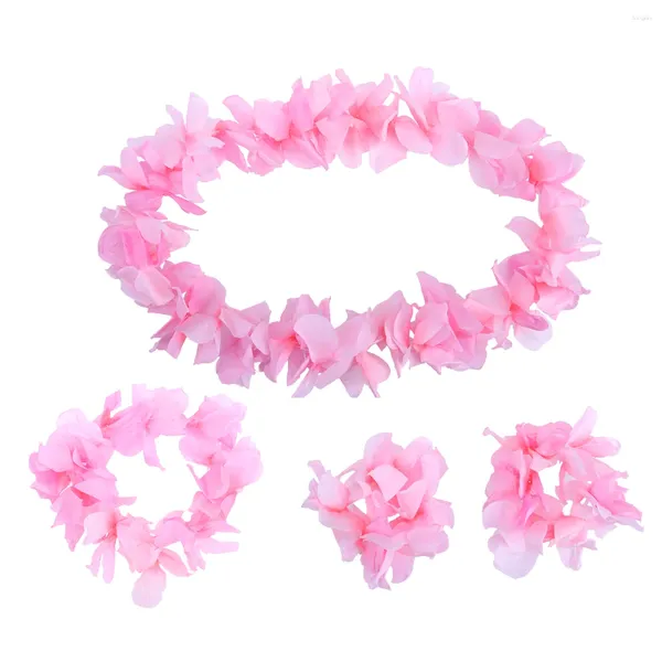 Fleurs décoratives 4 pcs / collier hawaïen couronne de fleur bande de fleur couronne accessoires Garland Floral