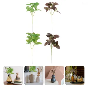 Fleurs décoratives 4 pièces décor à la maison plantes d'imitation simulées verdure artificielle décorer Faux matériel d'arrangement de fleurs verts Faux
