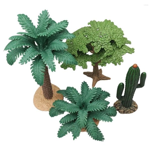 Flores decorativas 4 piezas Plantas de imitación Árboles en miniatura Decoración Cactus realista Pvc Modelo de simulación Adorno