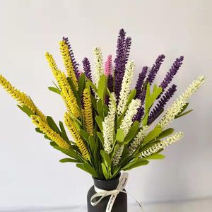 Decoratieve bloemen 4 pc's/kavel lavendel kunstmatige boeket plastic nepplanten voor binnenshuis huis keukenkantoor tafel