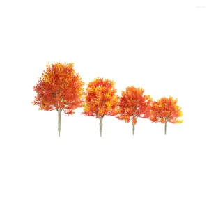 Fleurs décoratives 4 pièces érable arbre décor plastique modèle main automne bonsaï Pot échelle arbres Miniature Train Architecture chemin de fer