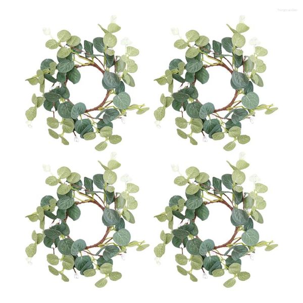 Fleurs décoratives 4 pcs mini roses eucalyptus artificiel arbre de Noël arbre de couronne de couronne eucalyptus artificielle