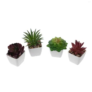 Fleurs décoratives 4 pièces ornement paysage décor maison bonsaï plantes en pot artificielles petites pour la maison plantes succulentes d'intérieur en plastique en vrac