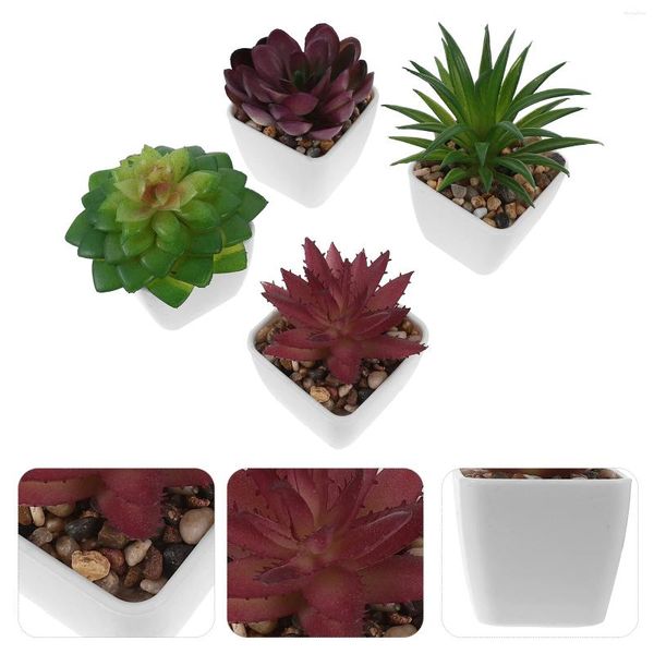 Fleurs décoratives 4 pièces, plantes artificielles en pot, décoration, petits bonsaï succulents, pour la maison en Pots