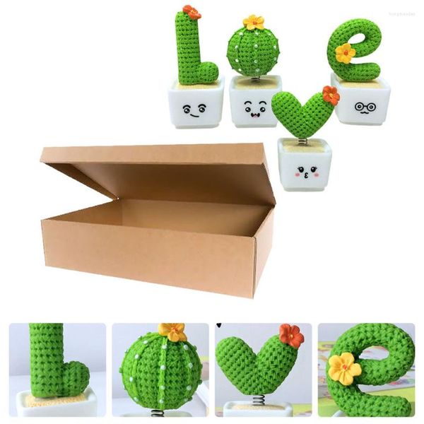 Fleurs décoratives 4 pièces ornements en résine Mini animaux jouets saint valentin cadeau Cactus modèle accessoires Simulation bonsaï amoureux