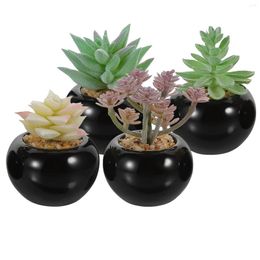 Fleurs décoratives 4 pcs simulés de fausses de bonsaï Plantes petites succulentes artificielles mini décor miniature en PVC en pot en pot