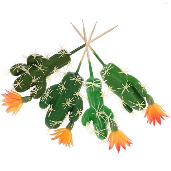 Flores decorativas 4 piezas suculentas falsas suculentas pequeñas decoraciones de cactus artificiales espuma sintética DIY encanto de escritorio