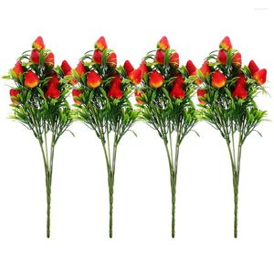 Fleurs décoratives 4 PCS Simulation Bouquet de fraises Fruit Fruit de la succursale en plante Faux Ornement Plant Decor artificiel PVC PRAIS