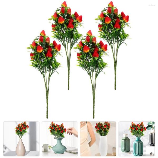 Fleurs décoratives 4 PCS SIMULATION PLANGE BOUQUET PLANTER PLANTES FAUTES PLANTES DÉCORS FRUITS PVC ARTIFICIEL POUR ORNAMENT HOME