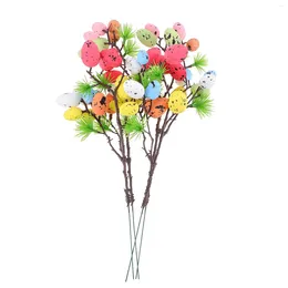 Fleurs décoratives 4 pcs boutures d'oeufs tachetés d'oeufs de Pâques branches de décoration de fête arbre de vase de fleur de fête pour mousse bricolage fausse plante