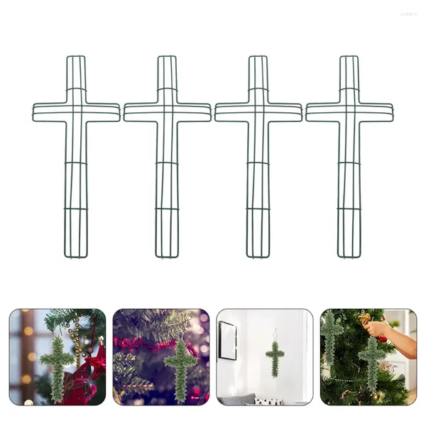 Fleurs décoratives 4 pcs en acier fil Garland Greendery Decor Wreath Making Tool Swing Frame