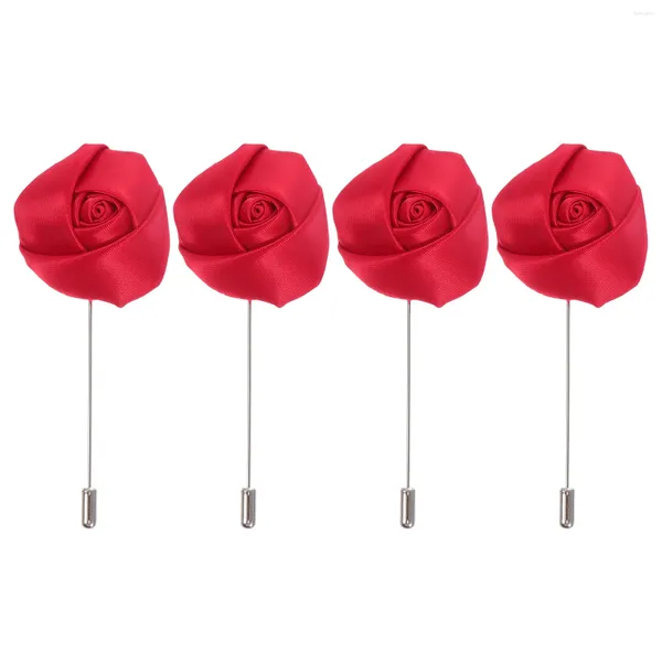 Fleurs décoratives 4 pcs le rose corsage de rose enveloppé la combinaison de décoration broche en mousseline de soie accessoire