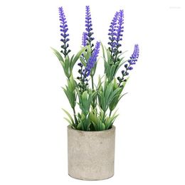 Decoratieve bloemen 4 stijlen 25 cm kunstmatige planten zijden bladeren potten faux boom plastic stengels nep lavendel huizen tuin decoratie