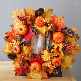 Fleurs Décoratives 40/50cm Halloween Guirlande Citrouille Berry Décoration Érable Guirlande Rotin Artificielle Automne Porte D'entrée Décor À La Maison Thanksgiving