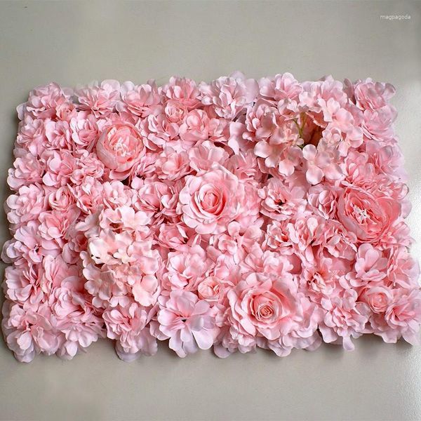 Flores decorativas 40 60 cm Fila de flores artificiales Hortensia rosa Pared Boda Decoración del hogar Planta de seda Flores artificiales falsas