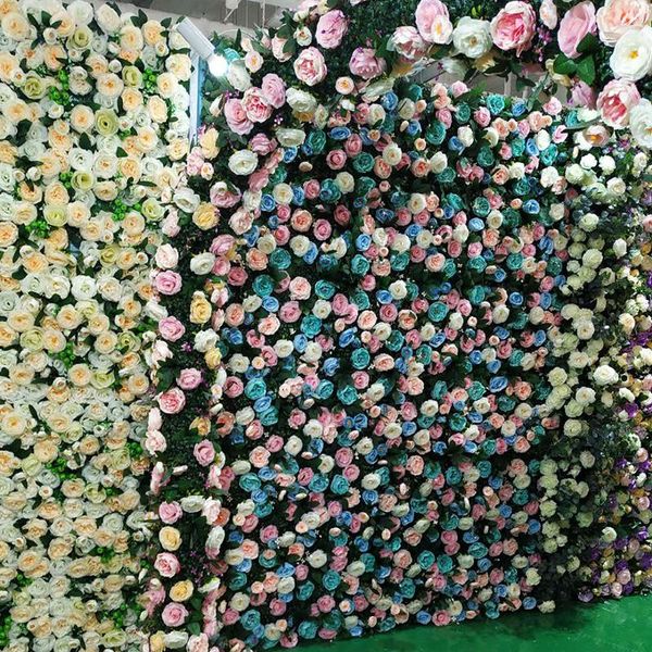 Flores decorativas 40 60 cm Planta Verde Flower Wall Rose Interior al aire libre Decoran Decoran Boda Arco Decoración 24 piezas