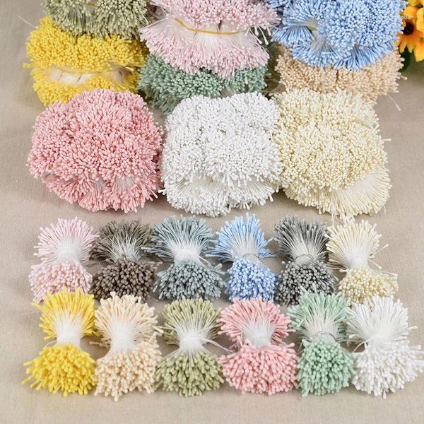 Fleurs décoratives 400/800 pièces 1.5mm doubles têtes artificielles mini perle fleur étamine pistil pour mariage anniversaire décoration de la maison couronne de bricolage