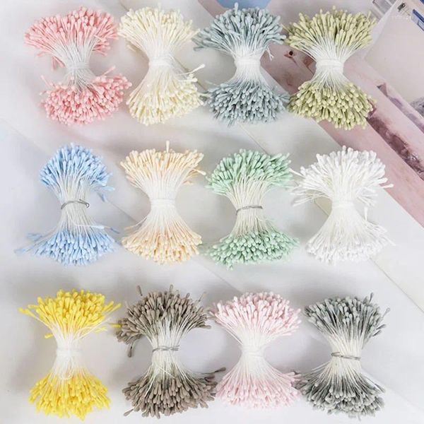 Fleurs décoratives 400/800 pièces multicolore Double tête étamine mariage noël bricolage gâteau décor couronne matériaux perle fleur