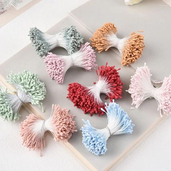 Flores decorativas 400 PCS Waterdrop Pistil artificial Plasticador colorido Peach albaricoque Blossom Seda 6cm