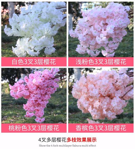 Fleurs décoratives 400 pièces 140 têtes fleurs de cerisier artificielles arche de mariage décorer fausse fleur hortensia en soie branche blanche décor à la maison