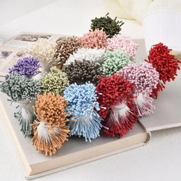 Decoratieve Bloemen 400 stks/partij 6 cm Mini Bloem Meeldraden Kunstmatige Parel Stamper Dubbele Hoofden Handgemaakte DIY Bloemen Craft Voor Bruiloft decoratie