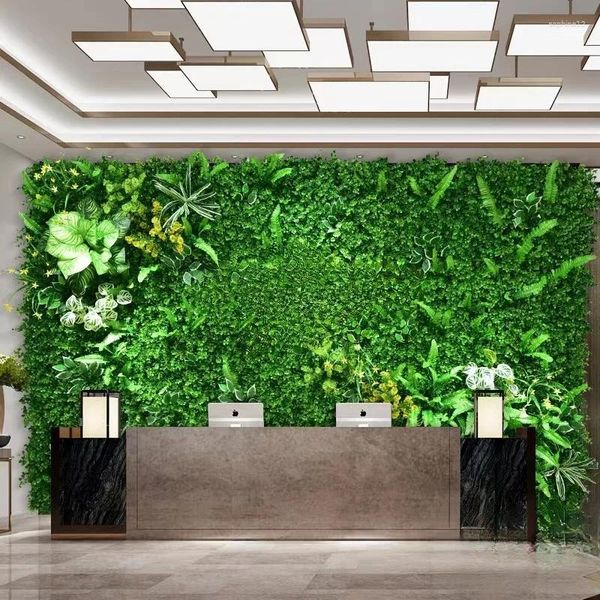 Flores decorativas 40 cm 60 cm planta artificial hoja follaje seto hierba estera panel verde decoración pared valla alfombra tacto real césped musgo falso