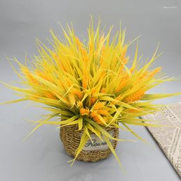 Fleurs décoratives 40cm 7 têtes plantes artificielles en plastique graines de riz et de blé Simulation de jardin faux champs ornements d'automne