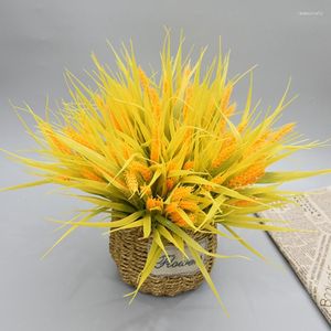 Fleurs décoratives 40cm 7 têtes plantes artificielles en plastique graines de riz et de blé Simulation de jardin faux champs ornements d'automne